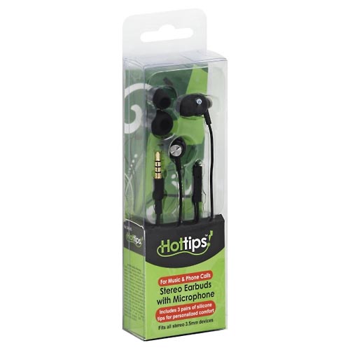 Image for Hottips Earbuds, Stereo, with Microphone,1pr from Minnichs Pharmacy