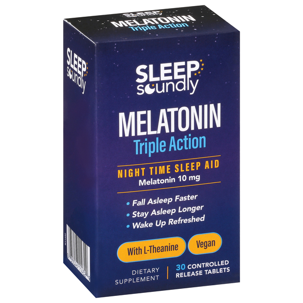 Image for Sleep Soundly Melatonin, Triple Action, 10 mg, Tablets,30ea from Minnichs Pharmacy