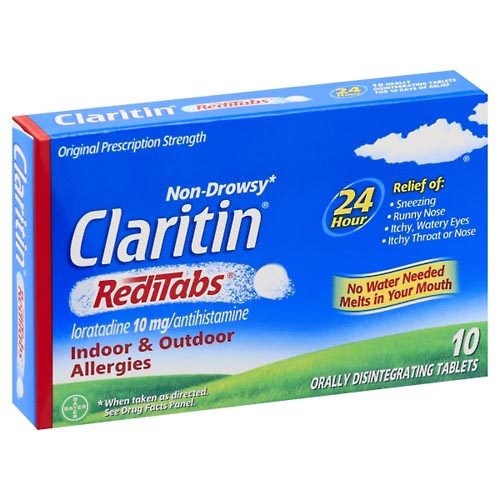 Image for Claritin Allergies, Non-Drowsy, Original Prescription Strength, 10 mg, Orally Disintegrating Tablets,10ea from Minnichs Pharmacy