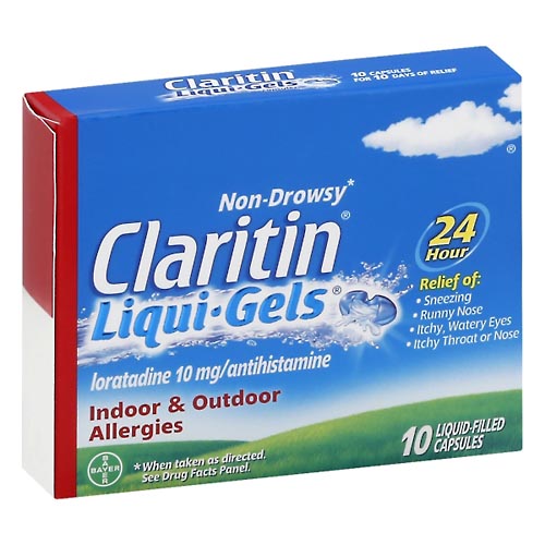 Image for Claritin Allergies, Indoor & Outdoor, Liqui-Gels, Non-Drowsy,10ea from Minnichs Pharmacy