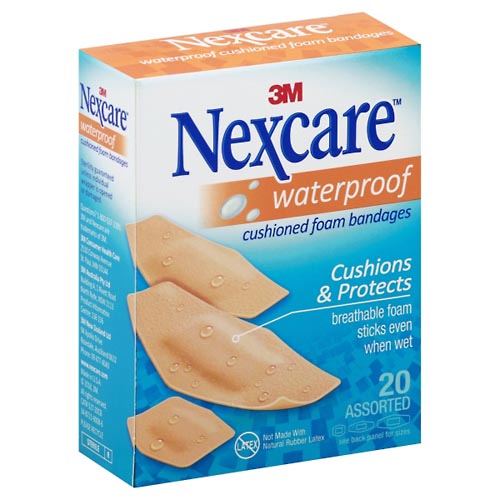 Image for Nexcare Bandages, Cushioned Foam, Waterproof, Assorted,20ea from Minnichs Pharmacy