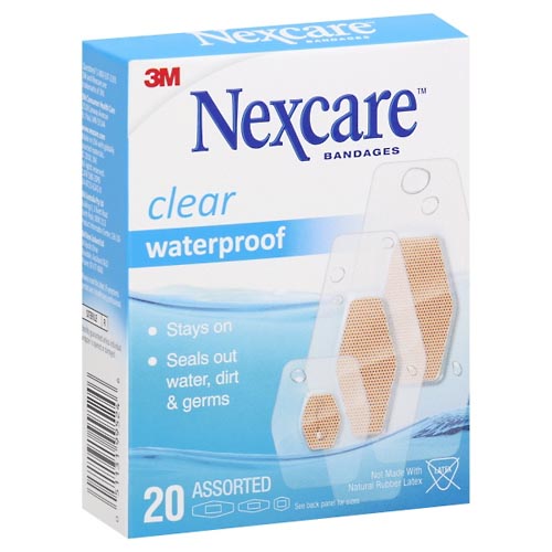 Image for Nexcare Bandages, Assorted, Waterproof, Clear,20ea from Minnichs Pharmacy