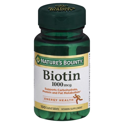 Image for Natures Bounty Biotin, 1000 mcg, Coated Tablets,100ea from Minnichs Pharmacy