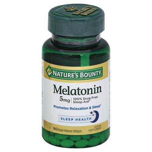 Image for Natures Bounty Melatonin, 5 mg, Rapid Release Softgels,90ea from Minnichs Pharmacy