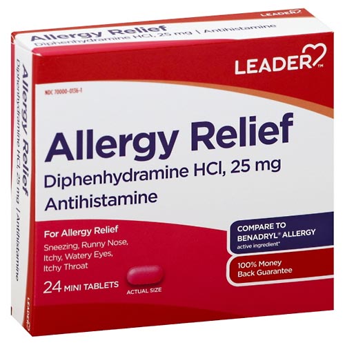 Image for Leader Allergy Relief, 25 mg, Mini Tablets,24ea from Minnichs Pharmacy