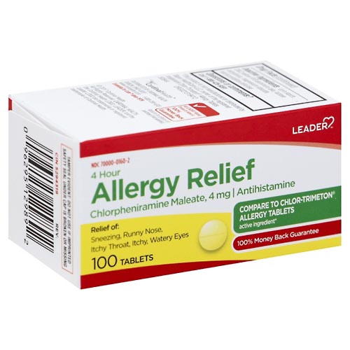 Image for Leader Allergy Relief, 4 Hour, 4 mg, Tablets,100ea from Minnichs Pharmacy