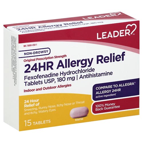 Image for Leader Allergy Relief, 24 Hr, Non-Drowsy, Original Prescription Strength, Tablets,15ea from Minnichs Pharmacy