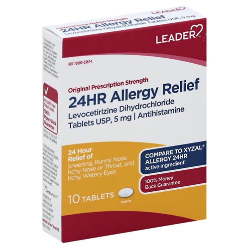Image for Leader Allergy Relief, 24 Hr, Original Prescription Strength, Tablets,10ea from Minnichs Pharmacy