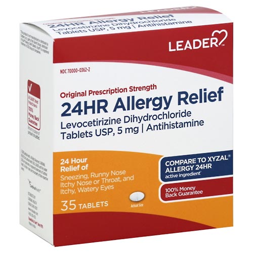 Image for Leader Allergy Relief, 24Hr, Original Prescription Strength, Tablets,35ea from Minnichs Pharmacy