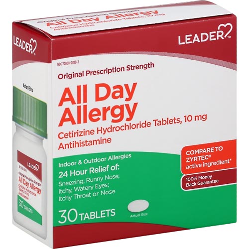 Image for Leader All Day Allergy, Original Prescription Strength, Tablets,30ea from Minnichs Pharmacy