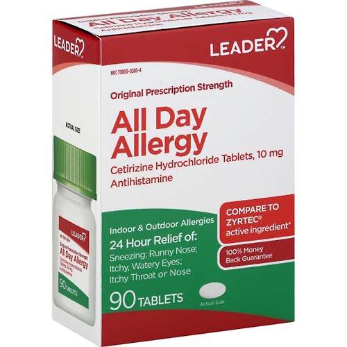 Image for Leader All Day Allergy Relief, 24 Hr,Original, Tablet,90ea from Minnichs Pharmacy