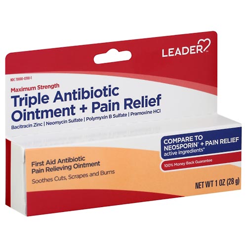 Image for Leader Triple Antibiotic Ointment + Pain Relief, Maximum Strength,1oz from Minnichs Pharmacy