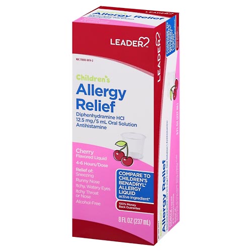 Image for Leader Allergy Relief, Children's, Cherry Flavored Liquid,8oz from Minnichs Pharmacy