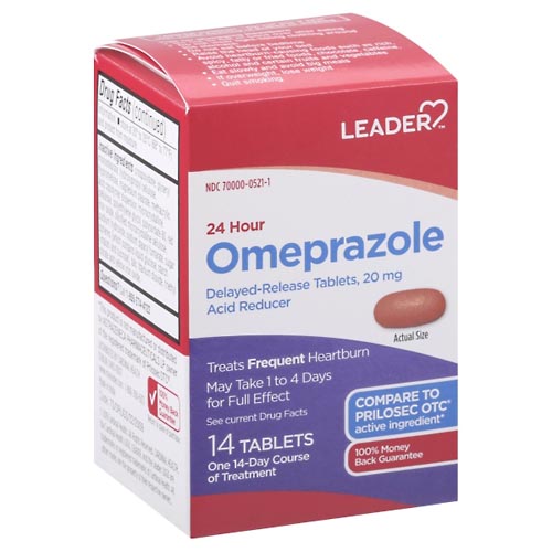 Image for Leader Omeprazole, 24 Hour, 20 mg, Delayed-Release Tablets,14ea from Minnichs Pharmacy