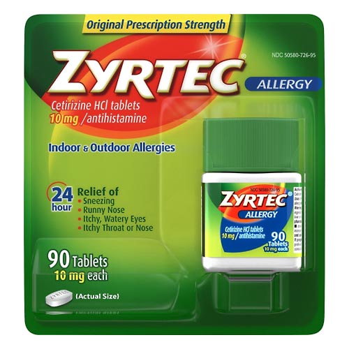 Image for Zyrtec Allergy, Original Prescription Strength, 10 mg, Tablets,90ea from Minnichs Pharmacy