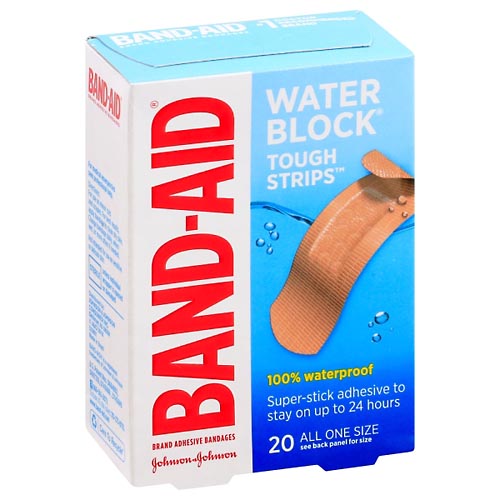 Image for Band Aid Bandages, Water Block, Tough Strips, All One Size,20ea from Minnichs Pharmacy