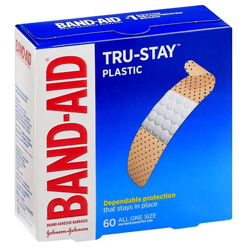 Image for Band Aid Bandages, Plastic, All One Size,60ea from Minnichs Pharmacy