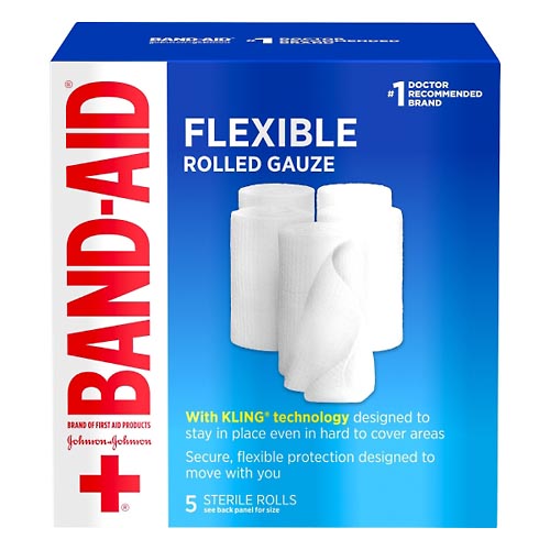 Image for Band Aid Rolled Gauze, Flexible,5ea from Minnichs Pharmacy