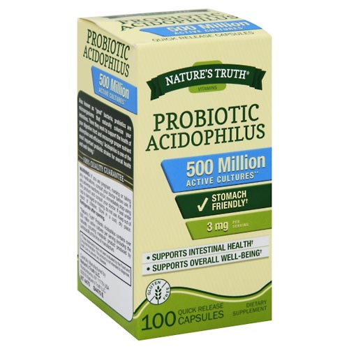 Image for Natures Truth Probiotic Acidophilus, 3 mg, Quick Release Capsules,100ea from Minnichs Pharmacy